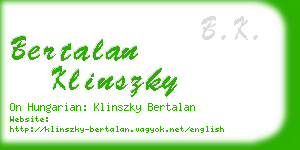 bertalan klinszky business card